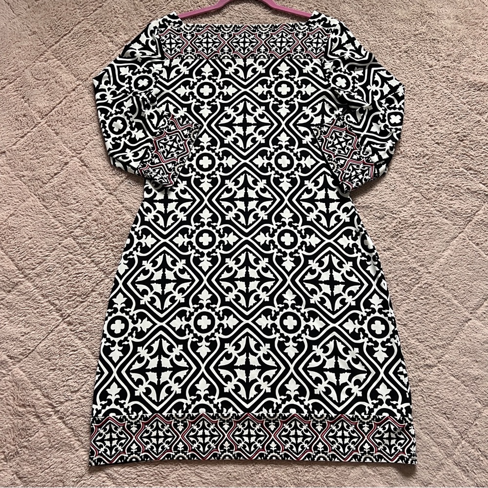WHBM Square Neck Geo Abstract Shift Dress Old‎ Money Preppy Retro Formal Size S